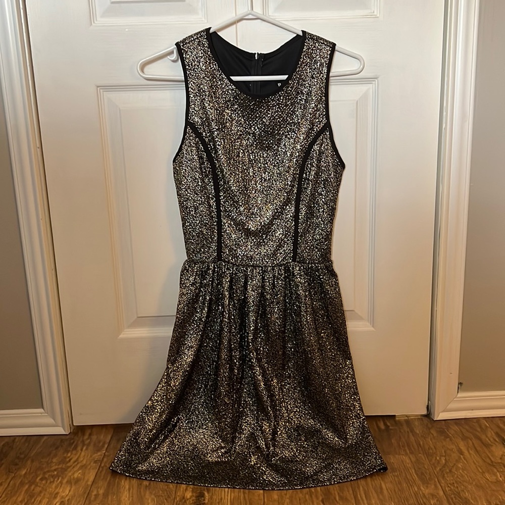 Metallic skater dress